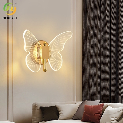 Cama moderna del hotel de la lámpara de pared de la mariposa de lujo y luz tricolor de la pared LED del dormitorio TV