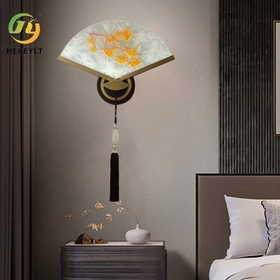Nueva lámpara de pared del pasillo de la lámpara de pared de la hoja de la fan del color del esmalte del cobre del estilo chino