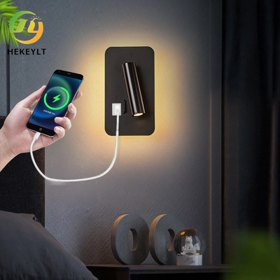 USB simple moderno que gira la lectura del cabecero del hotel del dormitorio de la lámpara de pared del LED