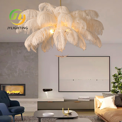 Lujo nórdico creativo avestruz pluma de pájaro colgante luz moderna simple lámpara de lámpara de dormitorio