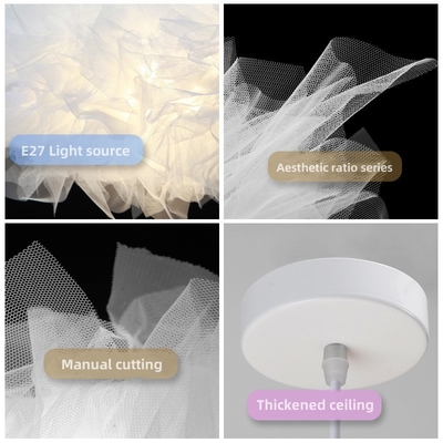 Moderno Nórdico Creativo de hilo blanco LED Lustrero Simple Nube Blanca Colgante Luz Para Dormitorio