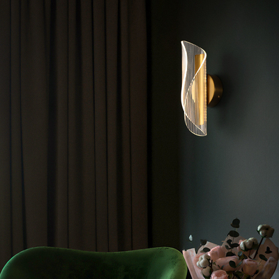 JYLIGHTING Moderno Simple LED Streamer Pared de luz Acrílico Metal Transparente para el pasillo de la habitación