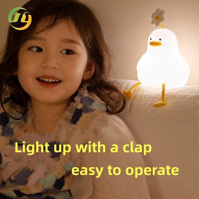 Decoración del dormitorio de Kawaii temporizador de luz nocturna para bebés USB recargable lámpara de pato lindo silicona luz nocturna de pato floreciente atenuable