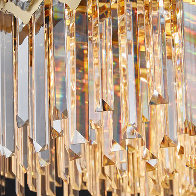 Iluminación pendiente lujosa doble de K9 Crystal Chandelier Fixture Empire Style del acabado cromado de la gota de agua moderna de la elegancia