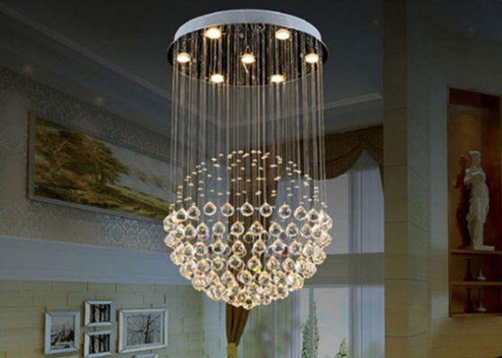 Descenso nórdico de lujo Crystal Pendant Light For Hotel de acero inoxidable