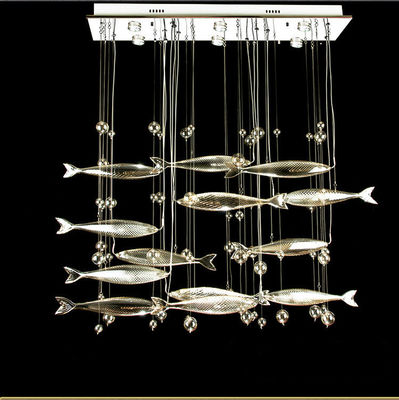 Chrome o decoración casera formada pescados ligeros pendientes modernos de cristal de plata G4