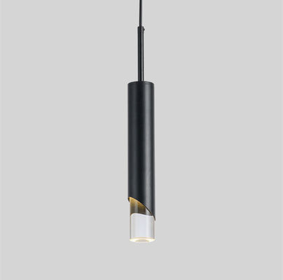 Oro ligero pendiente moderno delgado largo y negro del metal de cristal LED