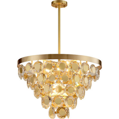 Luz de acero inoxidable de Crystal Chandelier del oro interior de la decoración E14