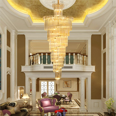 Oro de lujo Crystal Chandelier Dia moderno de la escalera del hotel los 450cm