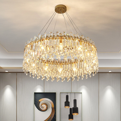 Oro de lujo Crystal Pendant Lamp Bedroom Decorative 110lm