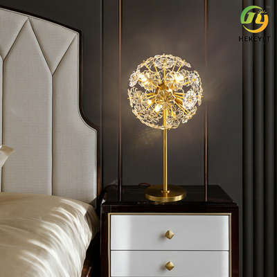 Crystal Bedside Table Lamp de cobre G9 X 6 para el hotel casero