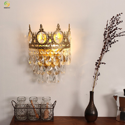 Lámpara de pared de cristal de la corona de la cabecera del dormitorio para la sala de estar decorativa