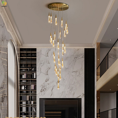 Escalera colgante moderna cristalina de la decoración del vestíbulo del hotel de la luz de la gota de agua