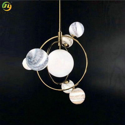 Luz pendiente moderna de la decoración de cristal nórdica de Ring Hanging Kitchen Earth White