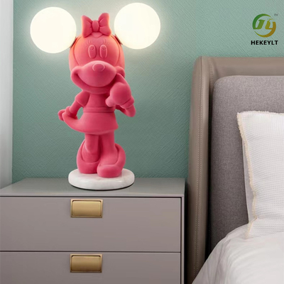 Historieta Mickey Mouse For Girl Bedroom de la lámpara de cabecera del vidrio G4 de la resina