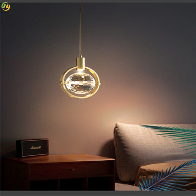 Hierro que electrochapa la luz pendiente nórdica del oro LED de Crystal Home Art Baking Paint