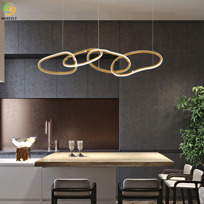 Círculo pendiente moderno de acero inoxidable de la luz cinco de la cocina del descenso del silicio para la sala de estar