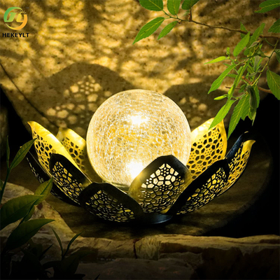 Vidrio al aire libre solar Lotus Decoration del globo del crujido de las luces de la prenda impermeable