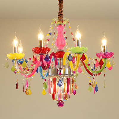 Vidrio Crystal Chandelier Colorful Dreaming Lovely Macaron de la lámpara del dormitorio de los niños