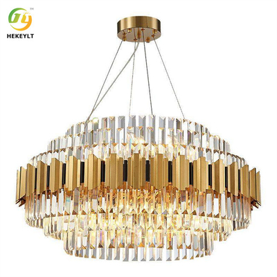 120 vatios E14 luces colgantes de cristal y metal dorado y colgante transparente