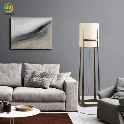 Luz de piso moderna D50 * H200cm Marco de tela con textura blanca y marrón