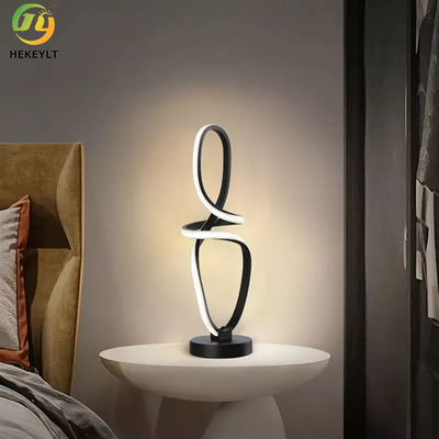 Lámpara de mesita de noche Led moderna nórdica minimalista geométrica negra para interiores