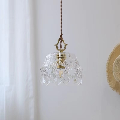 Lámpara colgante de cristal retro de latón francés de 20 cm Entrada de lujo Pasillo Balcón