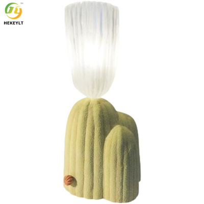 Verde del resina de la flor del cactus G9 y de cristal y dormitorio de Grey Finish Table Lamp For