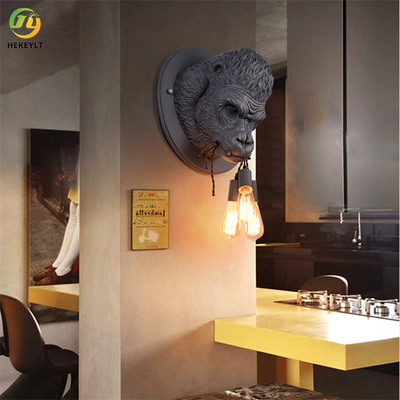 Resina animal Grey And White Wall Lamp negro de la decoración E27 para la sala de estar
