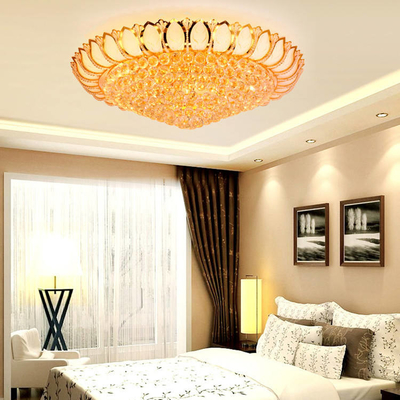 Lámpara de lujo del oro del dormitorio de Crystal Led Ceiling Light Round