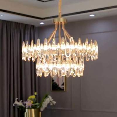 Dormitorio de lujo moderno del sitio de Crystal Glass Chandelier For Living de la ejecución del oro del LED