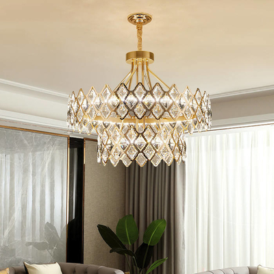Dormitorio de lujo moderno del sitio de Crystal Glass Chandelier For Living de la ejecución del oro del LED