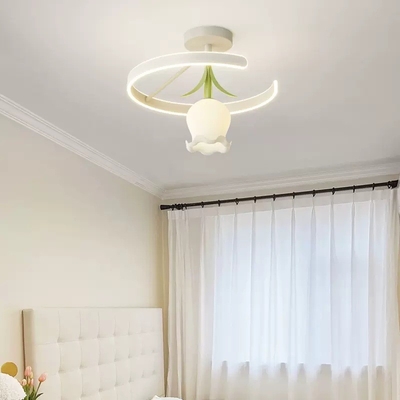 Luz de techo del lirio LED de la crema del valle del sentido del diseño para el dormitorio de la sala de estar