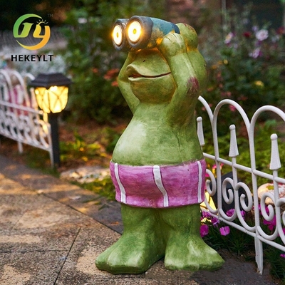 La resina animal de la decoración de la rana de la resina al aire libre solar de la luz hace luces decorativas del paisaje a mano del jardín de la yarda del jardín