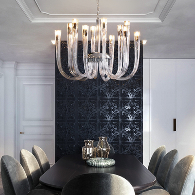 Luces modernas de lujo de vidrio de flores LED colgante de luz Salón de estar Sala de comedor Sala de dormir Lustrero