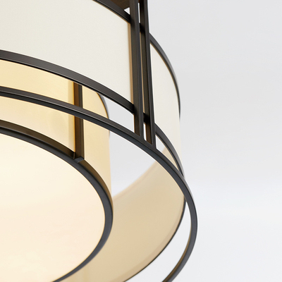 Modernos simple colgante circular luz sala de estar dormitorio comedor tela lámpara de anillo