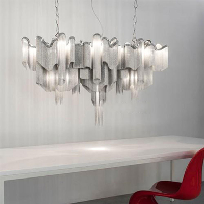 Oficinas comerciales LED Tassels Cuadrón de comedor colgante lámparas de candelabros de aluminio moderno nórdico Decoración
