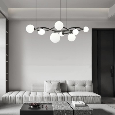 Moderno de lujo simple anillo de cristal de bolas lámpara de lámpara LED Dormitorio de cobre Salón de estar colgante decorativo