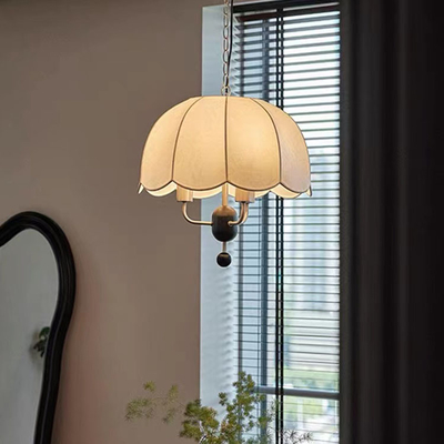 Lámpara de colgante de tela francesa de época Sala de comedor Sala de dormir Estilo de tela Lámpara de mesa de barra