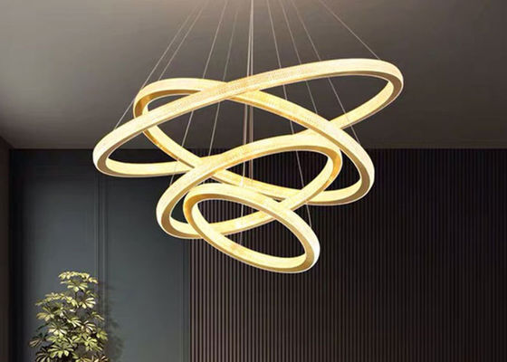 Color oro claro LED Ring Ceiling Light For Hotel Pasillo del tamaño los 40x60x80x100cm