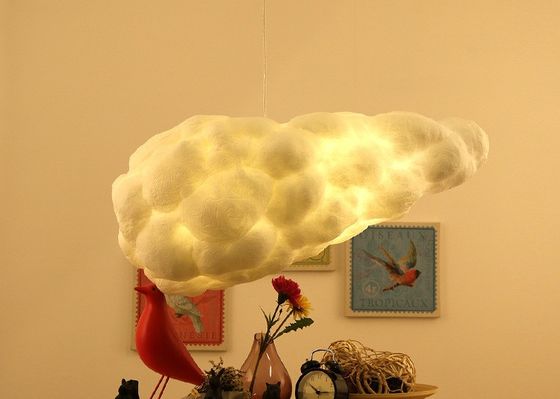 2 luz pendiente moderna de seda del material 100cm de la nube blanca del tornillo de las cabezas E27