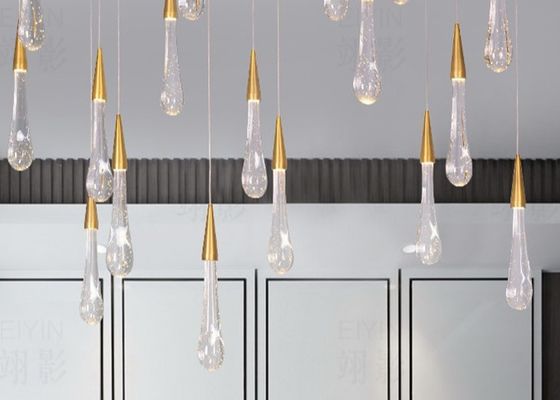 Descenso Crystal Drop Lamp moderno del agua del LED para la barra creativa del restaurante