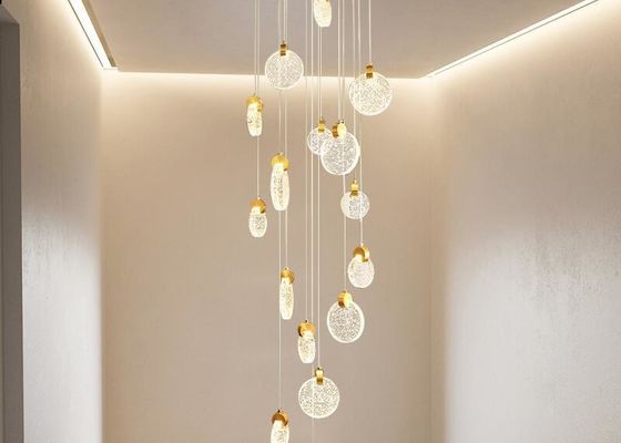 Escalera giratoria postmoderna 265V Crystal Glass Ceiling Lights de la altura los 2m