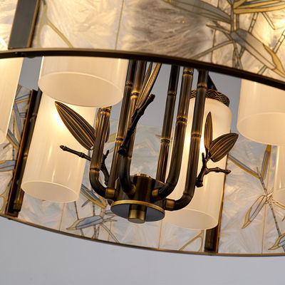 Tenedor de cobre de la lámpara del vidrio E14 de la hoja del esmalte de la luz de bambú de la lámpara