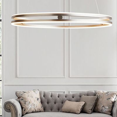 Doble nórdico de iluminación interior decorativo Ring Aluminum Luxury Chandeliers de la luz de la ejecución y luces pendientes modernas