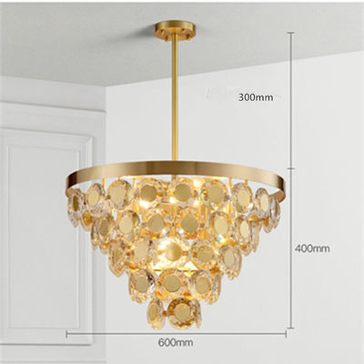 Luz de acero inoxidable de Crystal Chandelier del oro interior de la decoración E14