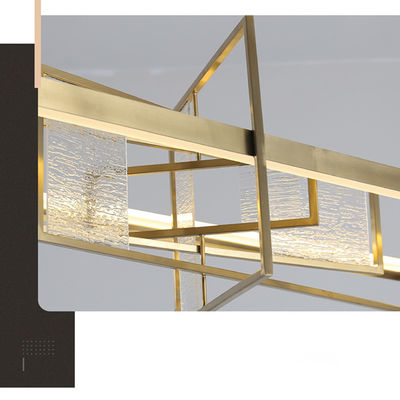 LED Tan Hardware Plating de oro + luz pendiente moderna del metal geométrico de acrílico