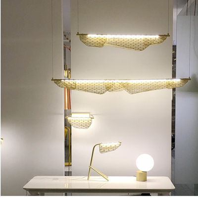Luz pendiente de Champagne Gold Metal Mesh LED moderna para el hogar