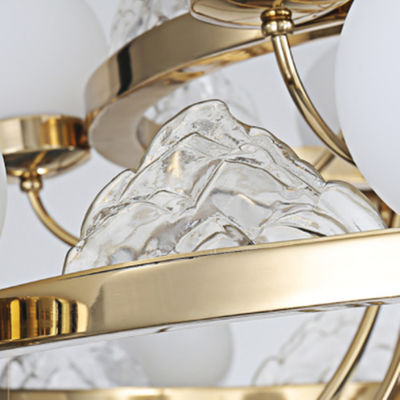 El colgante colgante moderno de cristal blanco como la leche del oro del hierro enciende fuente de luz G9