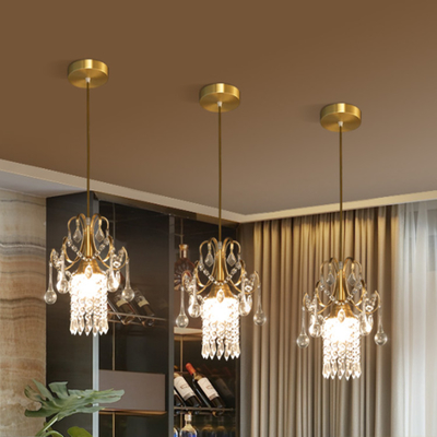 Apartamento de encargo Crystal Gold Pendant Light moderno D23*H30cm